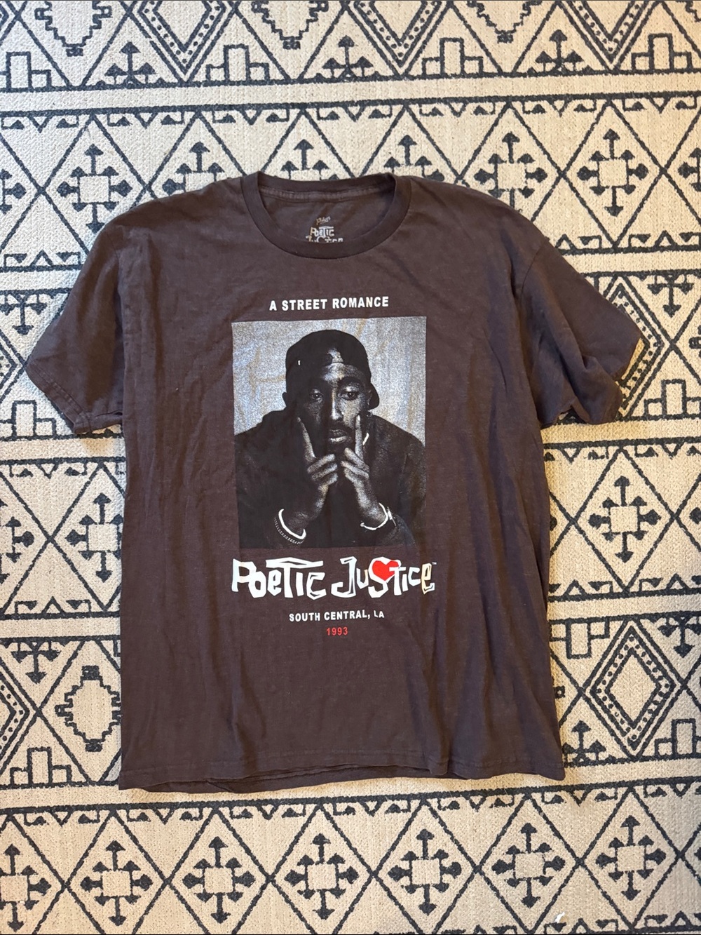 Vintage Poetic Justice Men's Black Graphic Tee - A Street Romance